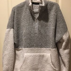 Merokeety womens 1/4 Zip Sherpa Pullover sweatshirt/jacket size M